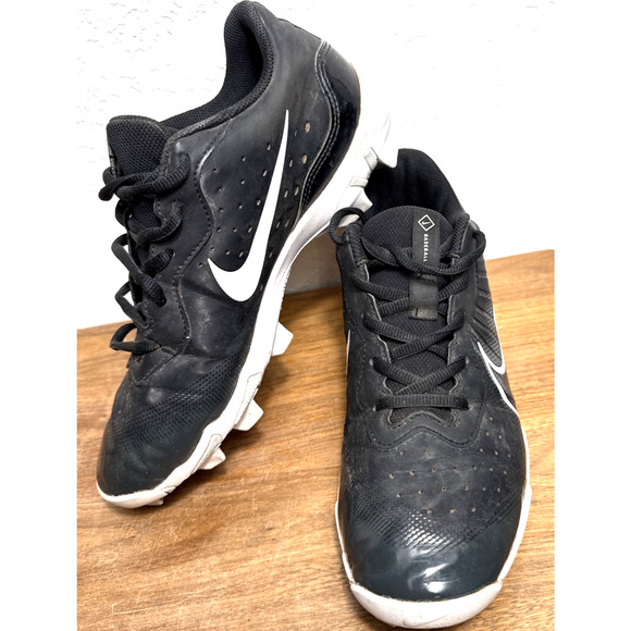 Nike Baseball Cleats Alpha Huarache 4 Keystone Size 8.5 Men's Black White Rubber - Picture 1 of 13